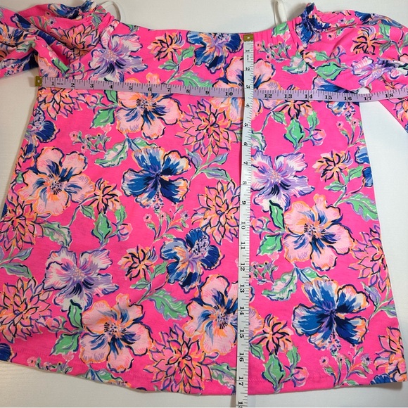 Lilly Pulitzer Lessa Top, Pink Isle Last Bud Not Least - Picture 11 of 14